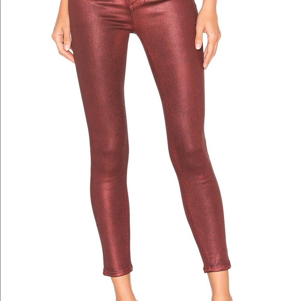 Rag & Bone High Rise Ankle Skinny in Red Metallic